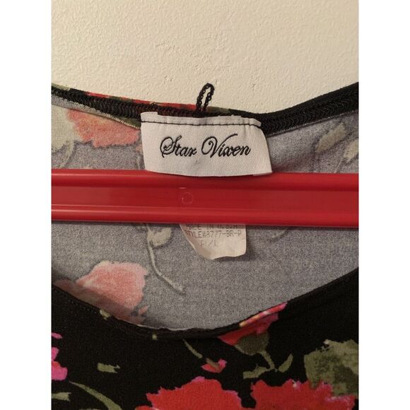 Vintage Star Vixen Cold Shoulder Floral Print Top Pointed Hem Petite Large USA - Picture 3 of 9